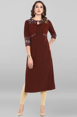 Brown printed crepe kurta 2