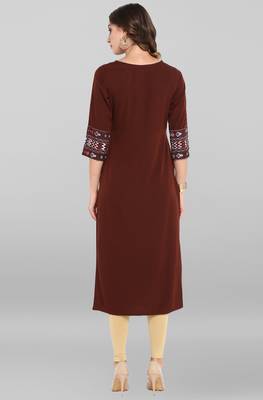 Brown printed crepe kurta 5