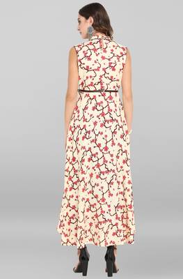Janasya Cream printed rayon kurta 5