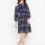 Women blue Color Checked Printed Crepe Knee Length Dress