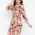 Women Cream and Multicolor Floral Printed Crepe Knee Length Dress