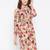 Women Cream and Multicolor Floral Printed Crepe Knee Length Dress