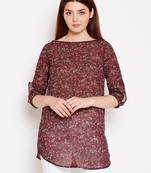 Women Maroon Color Paisley Printed georgette Tunic