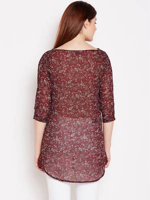 Women Maroon Color Paisley Printed georgette Tunic 5