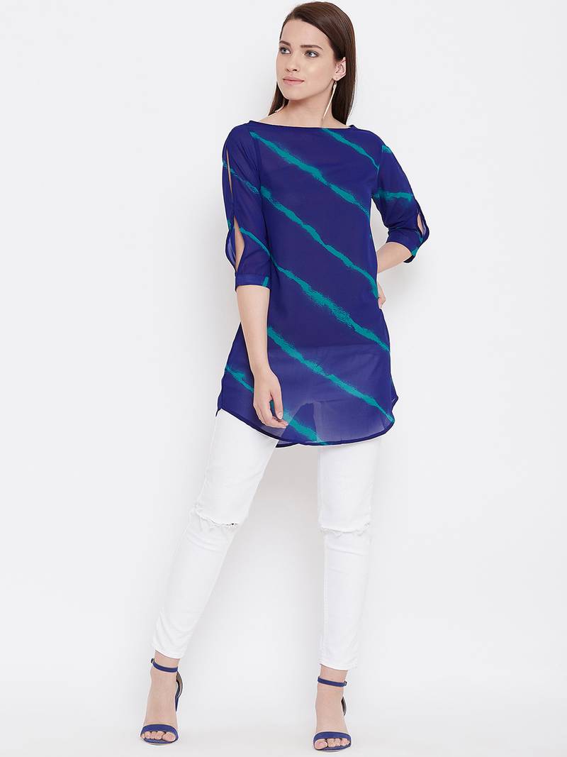 Women Blue Color georgette Tunic