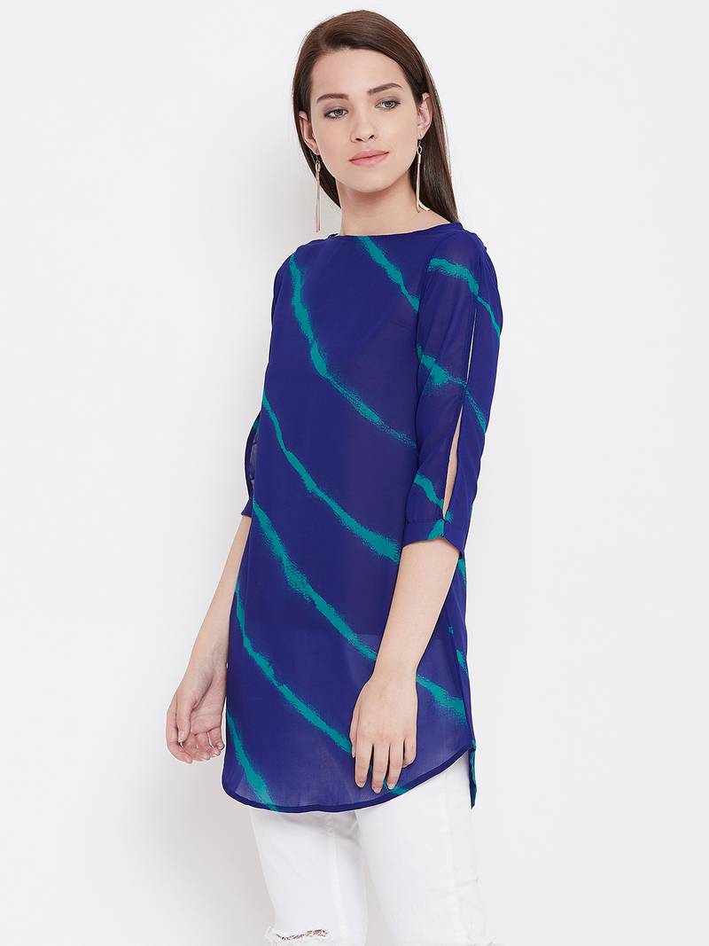 Women Blue Color georgette Tunic
