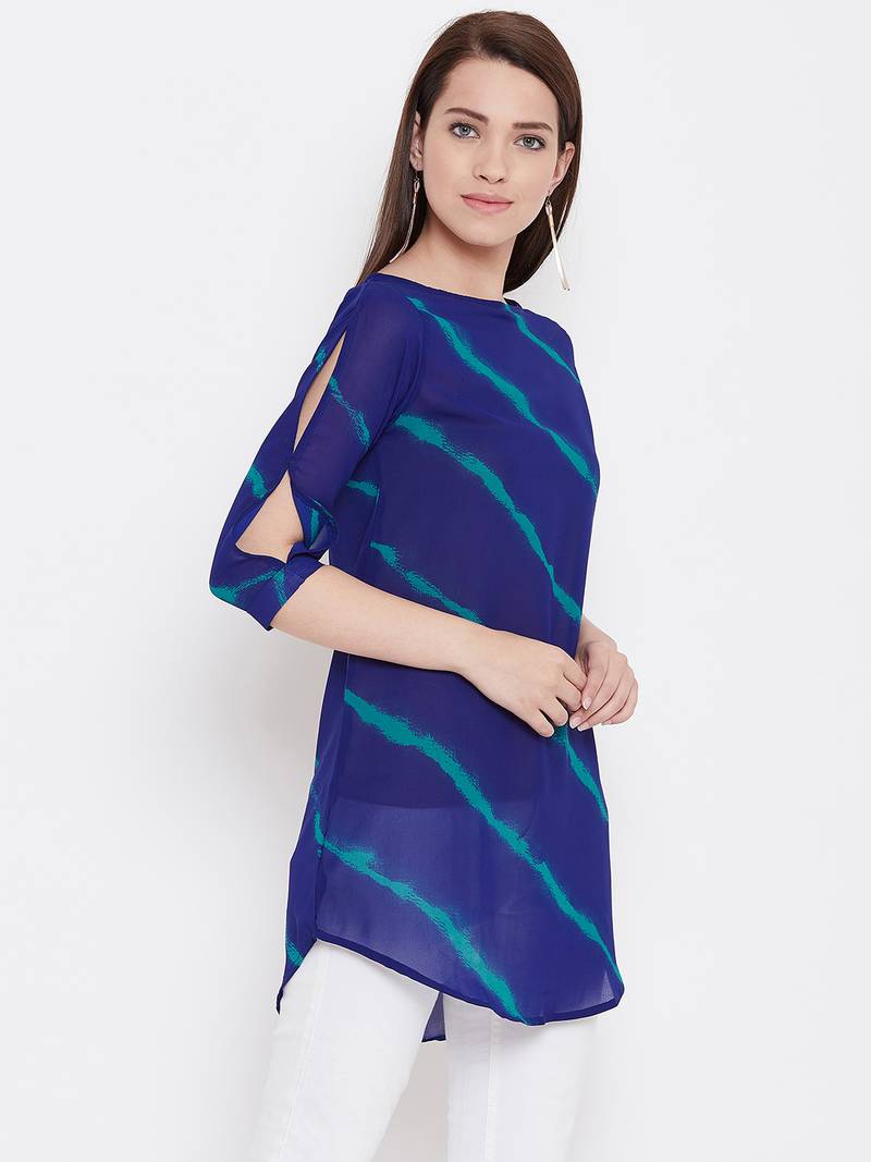 Women Blue Color georgette Tunic