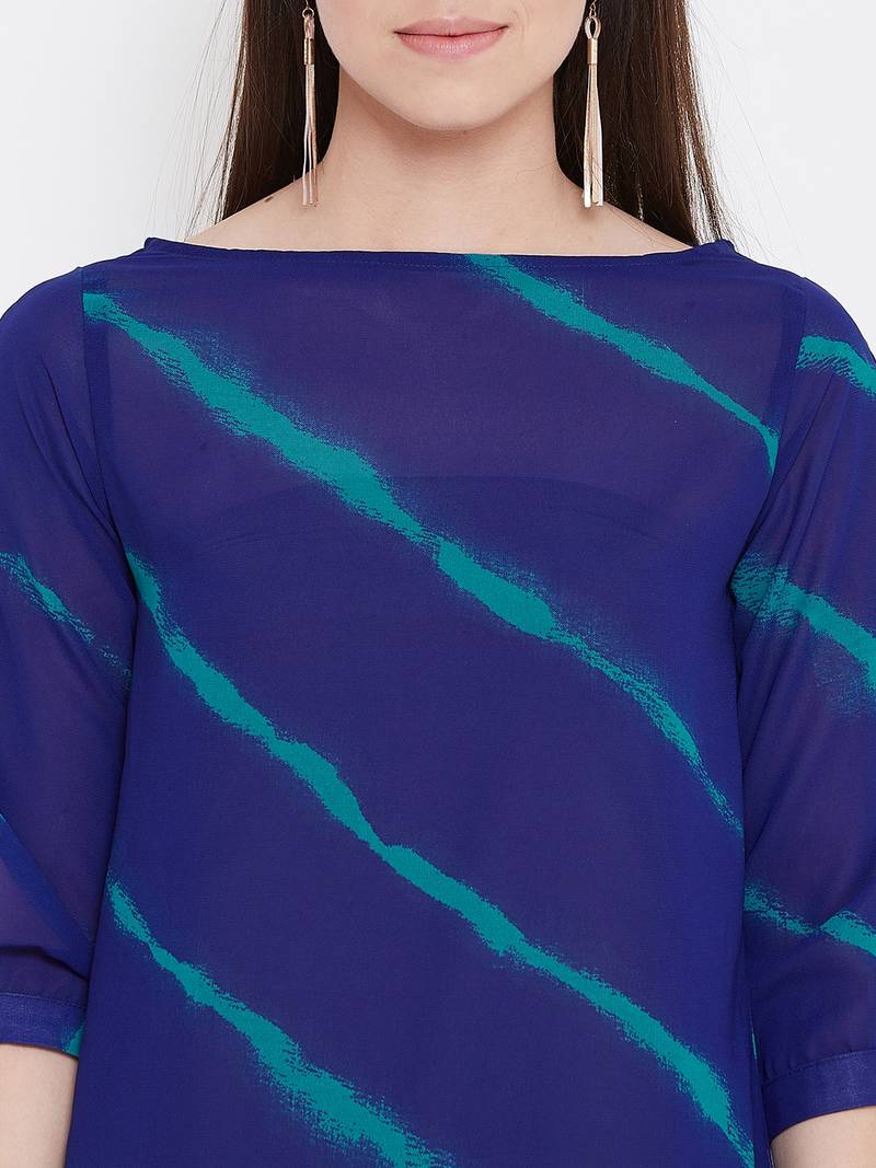 Women Blue Color georgette Tunic
