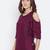 Women Maroon Color Cold With bell Sleeve Rayon Top