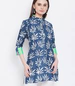 Women Navy Blue Color Floral Printed Cotton Kurti