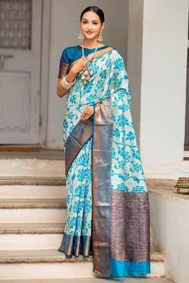 Blue soft silk saree  1