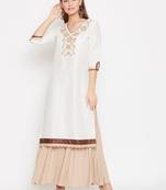Women White Color Embroidered Cotton Kurti