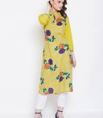 Women Yellow Color Floral Printed Cotton Kurti