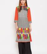 Women Orange Color Printed Cotton Kurti