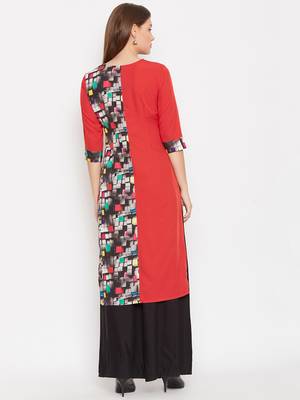 Women Red Color Printed Polyester Kurti 5