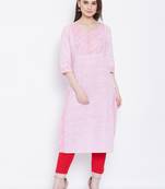Women Pink Color Khadi Cotton Kurti
