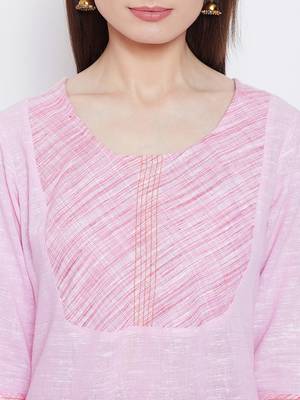 Women Pink Color Khadi Cotton Kurti 6