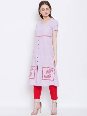 Women Purple Color Printed Cotton Kurti 3