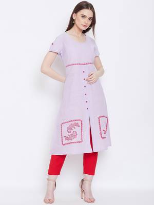Women Purple Color Printed Cotton Kurti 4