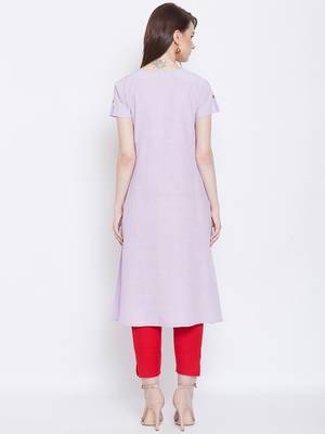 Women Purple Color Printed Cotton Kurti 5