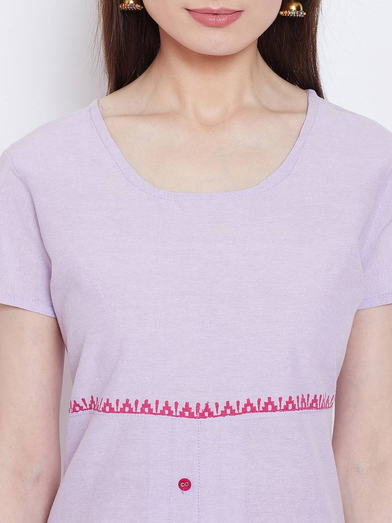 Women Purple Color Printed Cotton Kurti