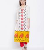 Women White Color Floral Printed Cotton Kurti