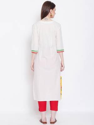 Women White Color Floral Printed Cotton Kurti 5