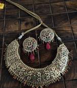 Multicoloured Gold Tone Jadau Necklace