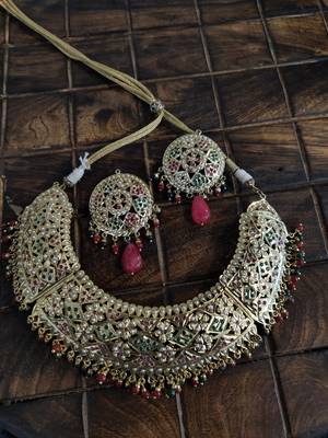 Multicoloured Gold Tone Jadau Necklace 2