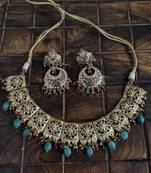 Multicoloured Gold Tone Jadau Necklace