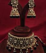 Green Gold Tone Kundan Ispired Necklace Set