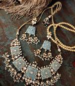 Blue Gold Tone Meenakari Necklace Set