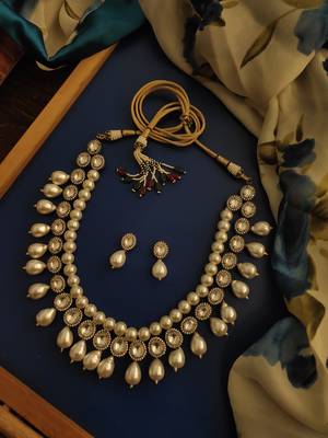 Silver Tone Victorian Necklace With Pearls 2