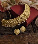 Gold Tone Temple Necklace With Studs