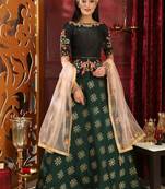 Black Plain
 Jacquard Unstitched Lehenga