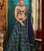 Multicolor Plain
 Jacquard Unstitched Lehenga