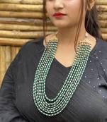 Green- White Multistrand Pearl Necklace