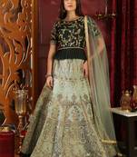 Green Plain
 Silk Unstitched Lehenga