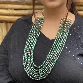 Green- White Multistrand Pearl Necklace 2