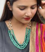 Green Gold Tone Kundan Necklace