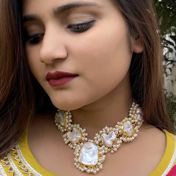 Gold Tone Baroque Pearl Necklace 1