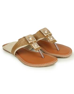 Beautiful Beige color synthetic material flats for womens 1