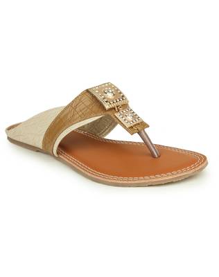 Beautiful Beige color synthetic material flats for womens 2