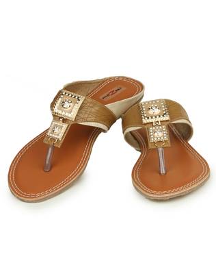 Beautiful Beige color synthetic material flats for womens 3