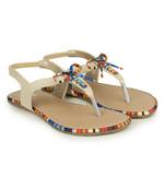 Beautiful Cream color synthetic material flats for womens