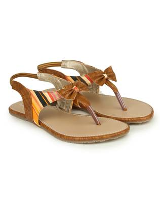 Beautiful Tan color synthetic material flats for womens 1