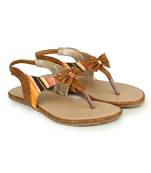 Beautiful Tan color synthetic material flats for womens