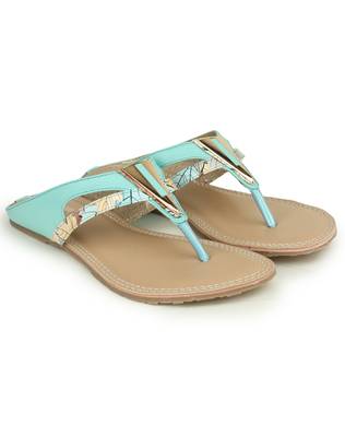 Beautiful Seagreen color synthetic material flats for womens 1