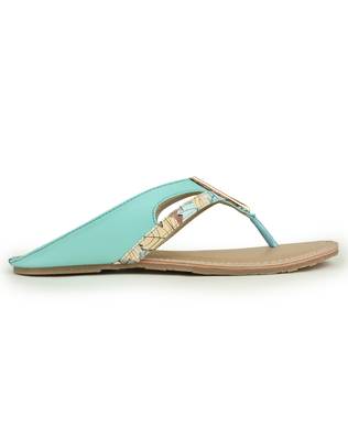 Beautiful Seagreen color synthetic material flats for womens 4