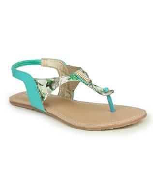 Beautiful Seagreen color synthetic material flats for womens 2